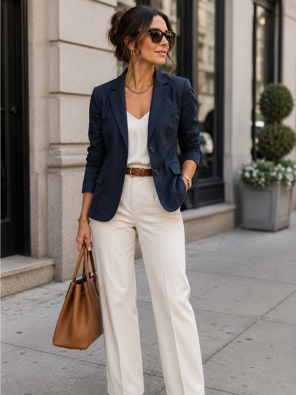 7th Ave NY&CO Women's Blue Chambray Denim Two-Button Notch Lapel Blazer 10 NEW
